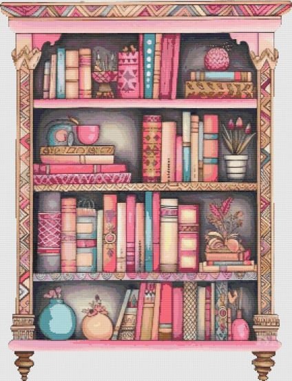 Patterned Bookcase Cross Stitch Pattern PDF - Etsy