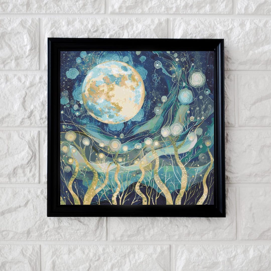 Full Moon Cross Stitch Pattern Full Coverage PDF - Etsy