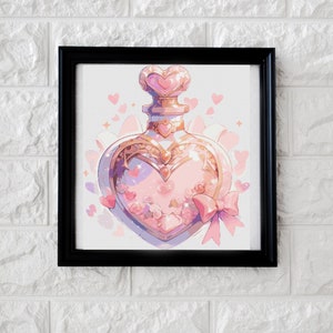Heart perfume bottle cross stitch pattern PDF