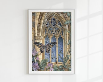 Abandoned castle window cross stitch pattern full coverage PDF