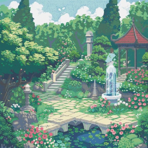 Pretty Pixel Garden Cross Stitch Pattern Full Coverage PDF - Etsy