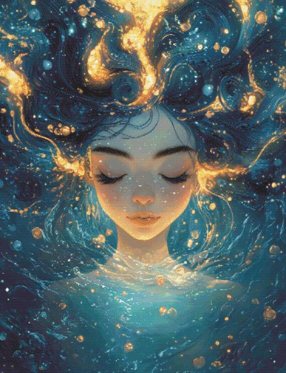 光る人魚のクロスステッチパターン（PDF） - Etsy 日本