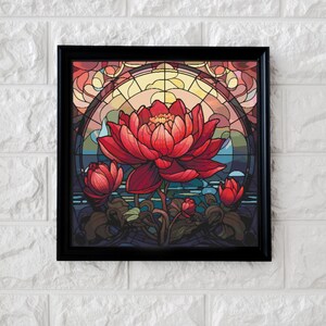 Red Lotus Flower Cross Stich Pattern Full Coverage PDF - Etsy