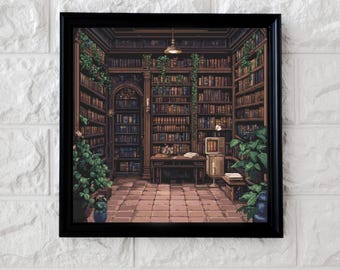 Pixel library cross stitch pattern full coverage PDF