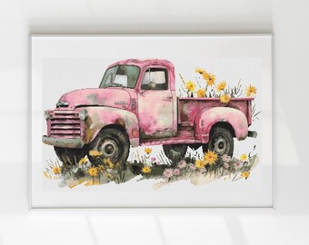 Pink truck cross stitch pattern PDF