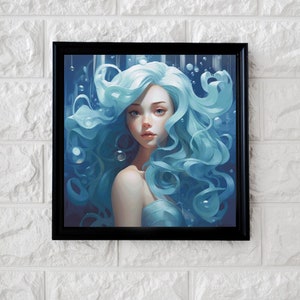 Blue haired girl cross stitch pattern full coverage PDF