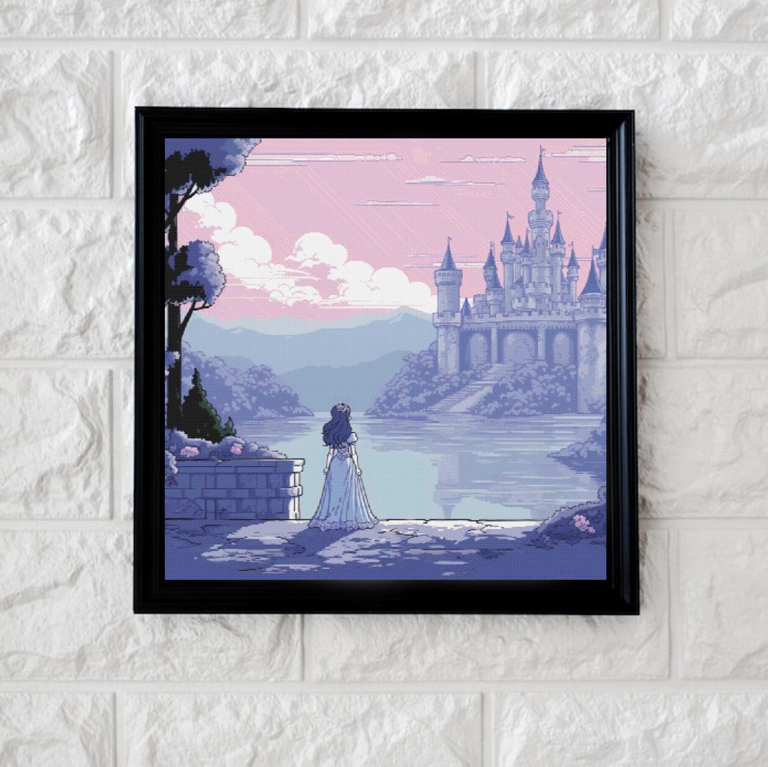 Purple Pixel Castle Cross Stitch Pattern Full Coverage PDF - Etsy UK