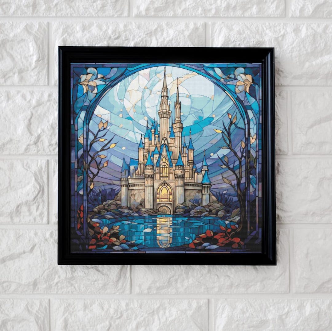Blue Castle Cross Stitch Pattern Full Coverage PDF - Etsy UK