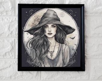 Witchy girl cross stitch pattern full coverage PDF