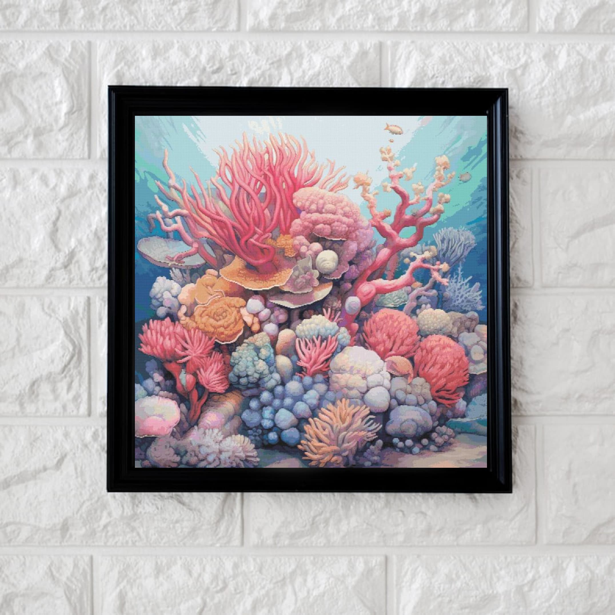 Pastel Coral Reef Cross Stitch Pattern Full Coverage PDF - Etsy