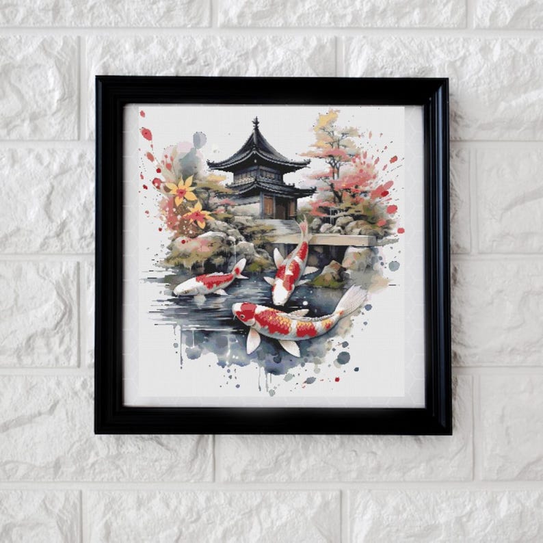 Koi Fish Garden Cross Stitch Pattern PDF Etsy