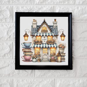 Tea cafe cross stitch pattern PDF