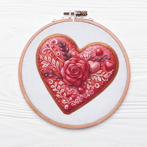 Rose cookie cross stitch pattern PDF