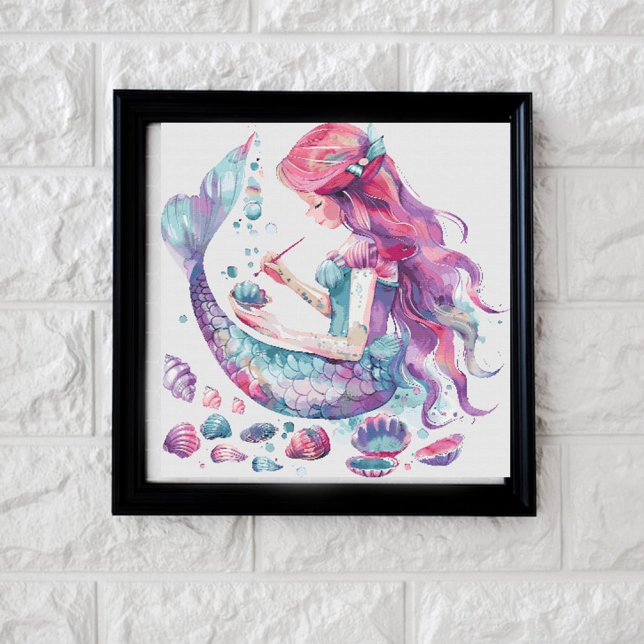Painting Mermaid Cross Stitch Pattern PDF - Etsy