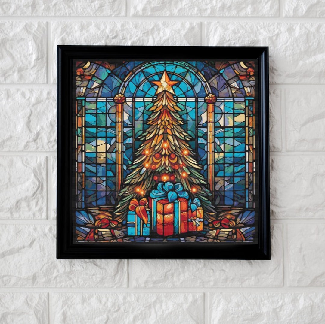 Stained Glass Christmas Tree Cross Stitch Pattern Full Coverage PDF - Etsy