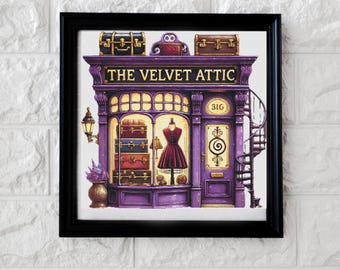 The velvet attic vintage shop cross stitch pattern PDF