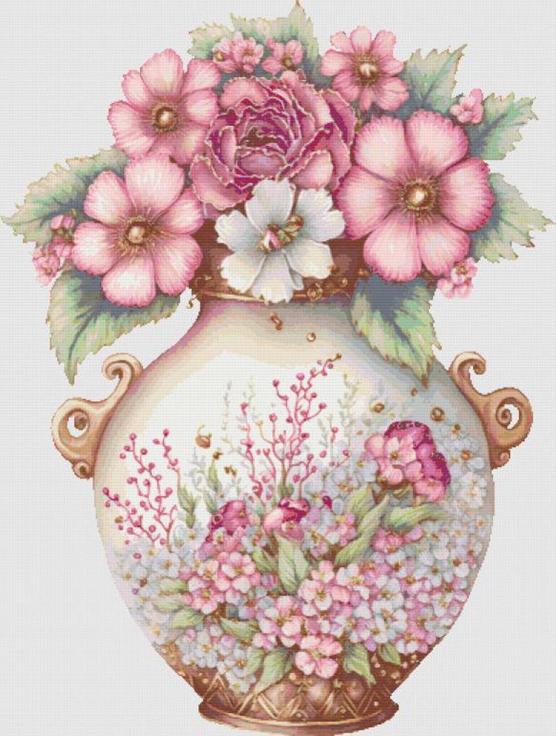 Pretty Pastel Vase Cross Stitch Pattern PDF Etsy