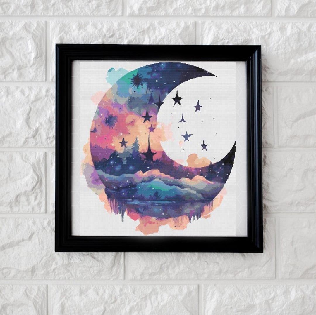 Dark Star Moon Cross Stitch Pattern PDF - Etsy