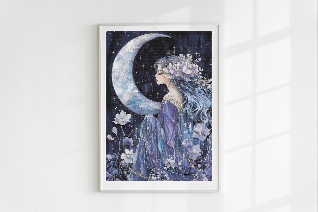 Magical Moon Girl Cross Stitch Pattern Full Coverage PDF - Etsy