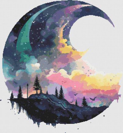 Dark Forest Moon Cross Stitch Pattern PDF - Etsy