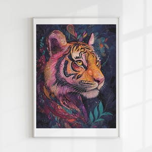 Colourful tiger cross stitch pattern full coverage PDF