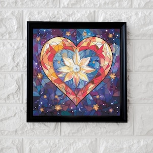 Pretty heart stained glass cross stitch pattern full coverage PDF