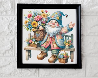 Patrón de punto de cruz Gnomo feliz PDF