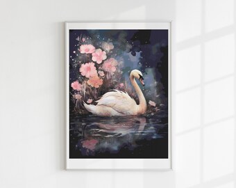 Pretty swan cross stitch pattern full coverage PDF