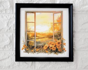 Dusk window cross stitch pattern PDF