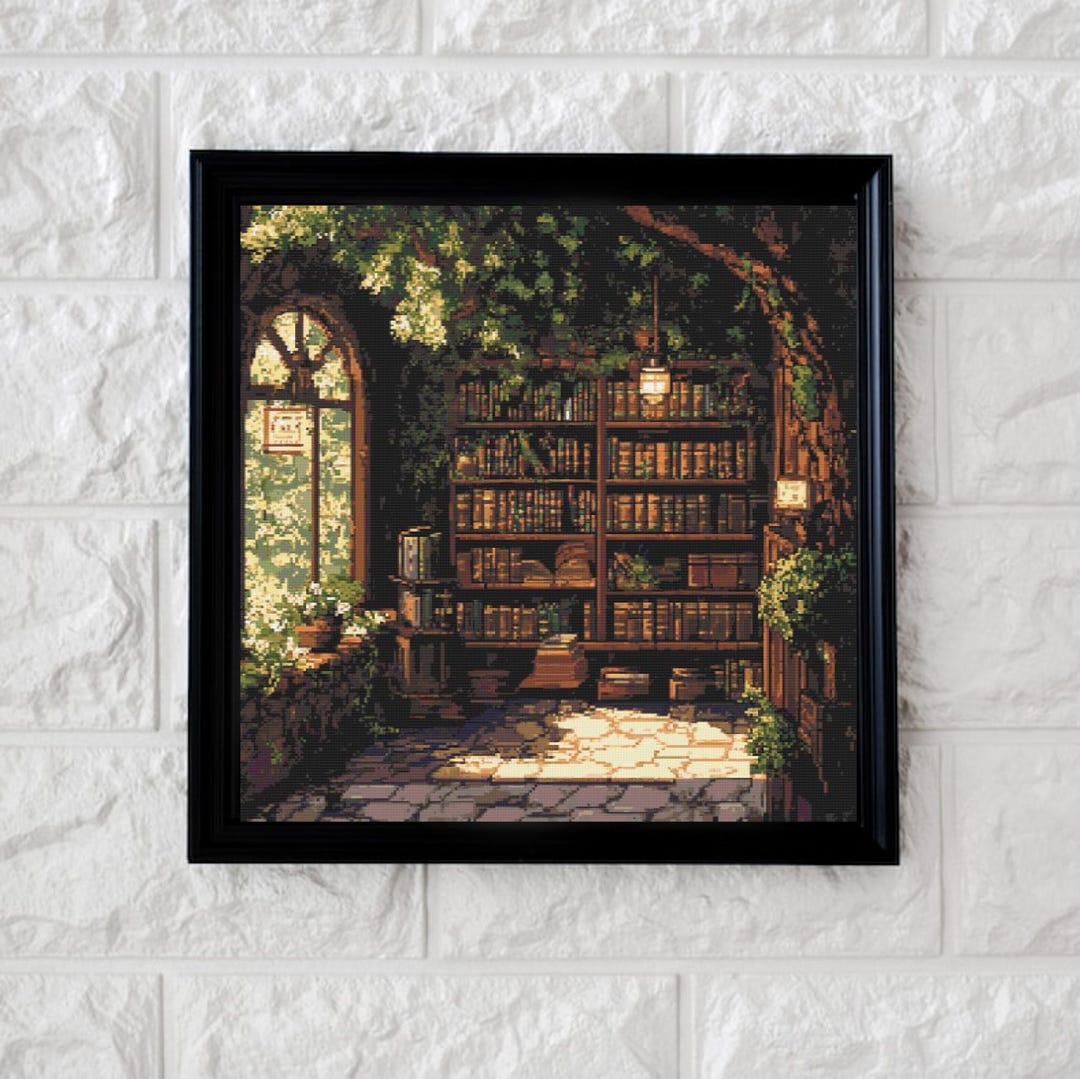 Treehouse Pixel Library Cross Stitch Pattern Full Coverage PDF - Etsy