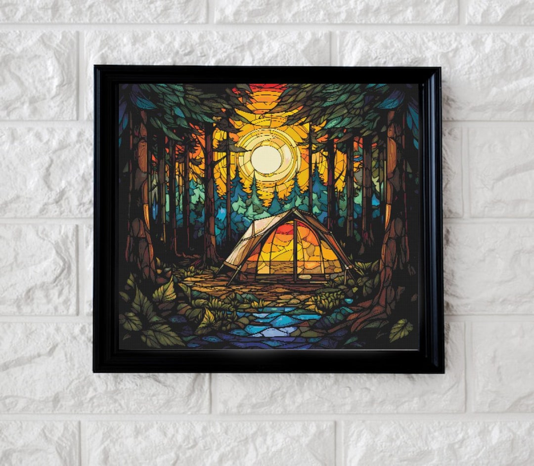Camping at Dusk Cross Stitch Pattern Full Coverage PDF - Etsy