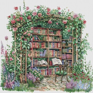 Garden Library Cross Stitch Pattern PDF - Etsy