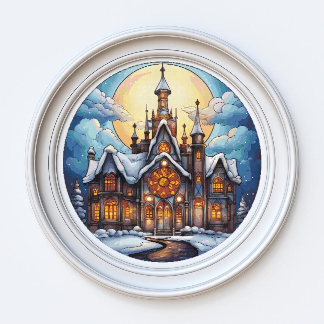Dusk Winter Castle Cross Stitch Pattern PDF - Etsy
