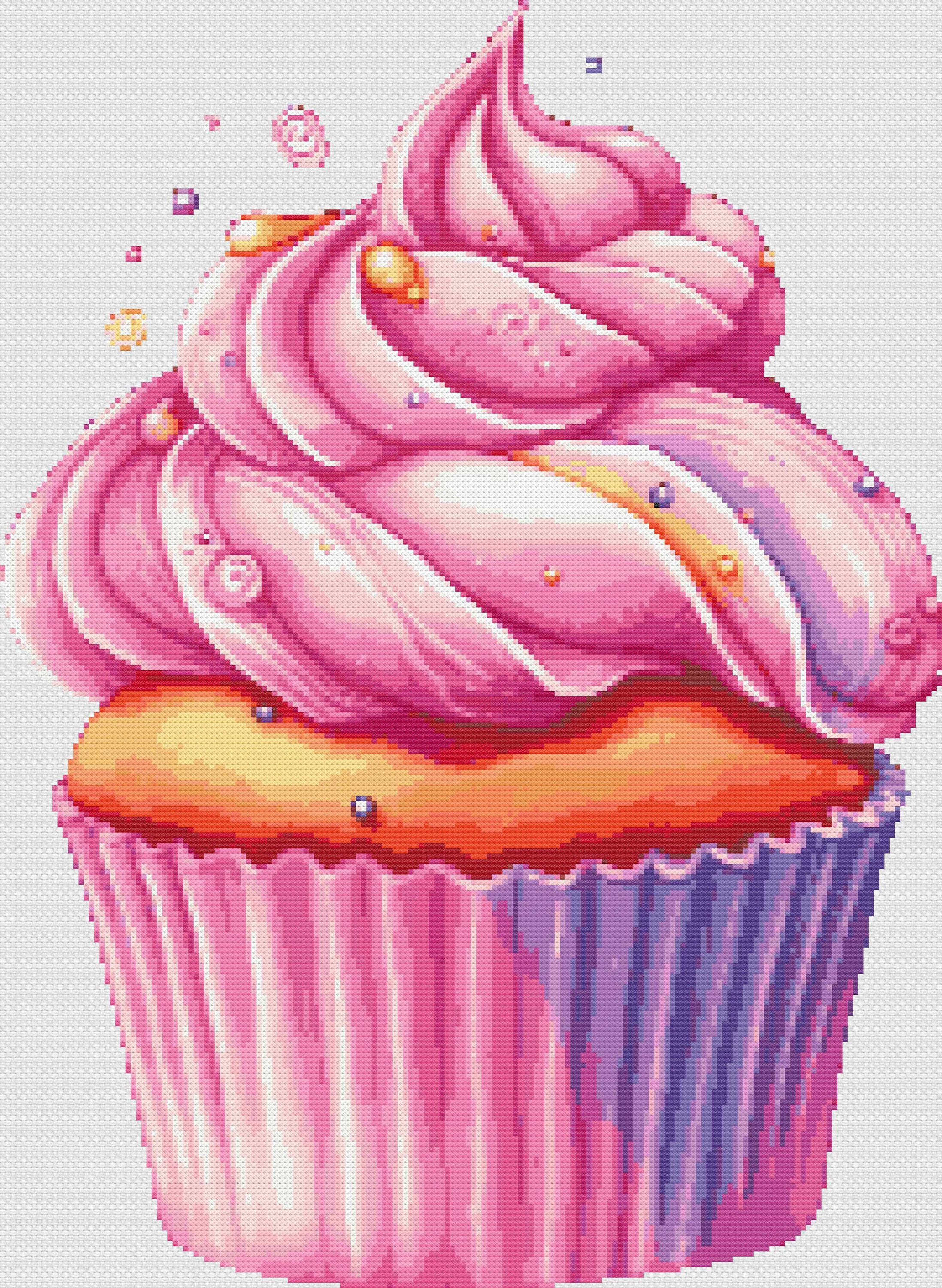 Bright Pink Cupcake Cross Stitch Pattern PDF - Etsy