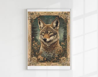 Pretty wolf cross stitch pattern full coverage PDF