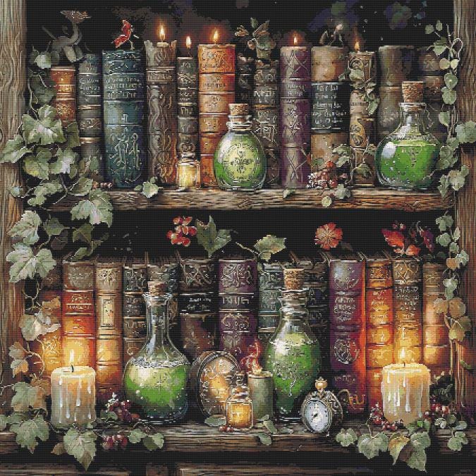 Dark Bookshelves Cross Stitch Pattern Full Coverage PDF - Etsy