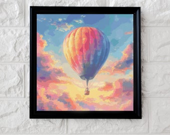 Dusk Heißluftballon Kreuzstich Stickmuster PDF