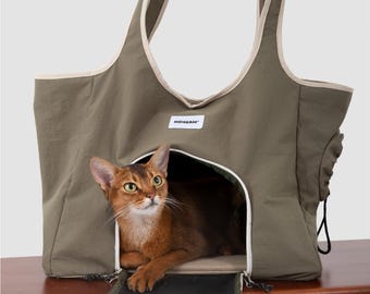 Escape Proof Cat Dog Carrier Bag with Adjustable Head Out Drawstring Window Travel Tote