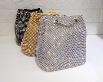 Pochette Amore Jewell Diammante avec strass en couleur noir/argent/or ~ pochette de mariage pochette de mariée sac à main bandoulière soirée sac à main