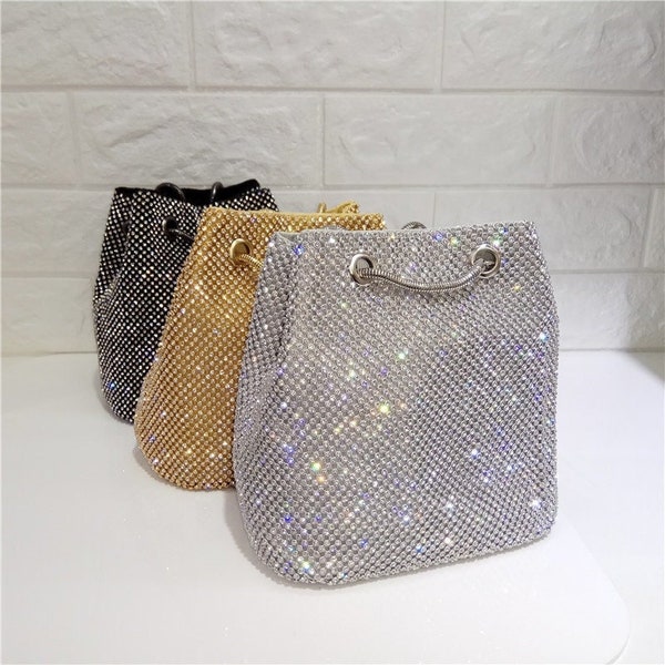 Amore Jewell Diammante Rhinestone Clutch en color negro/plata/oro ~ embrague de boda embrague nupcial bolso crossbody bolso de fiesta bolso de noche