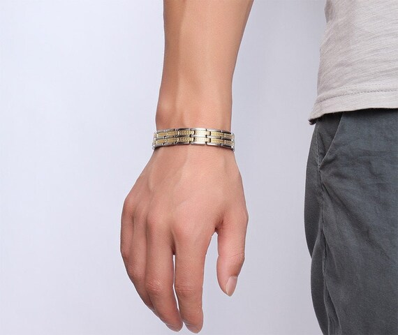 Three-color Trend Stainless Steel Stitching Men's Bracelet Design Sense  Wristband Jewelry