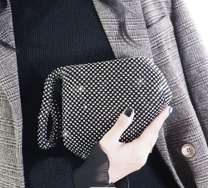 Amore Jewell Triangle Designs Purse Black/silver/gold Color Etsy