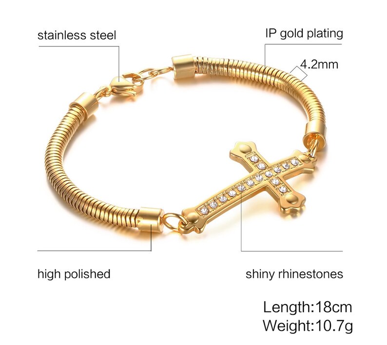 Amore Jewell Ladies Bracelet Elegant Cross design with shiny rhinestones wedding Christmas birthday Gift fashion accessory