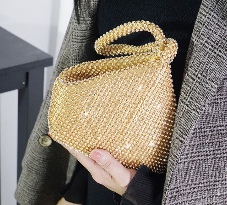 Amore Jewell Triangle Designs Purse Black/silver/gold Color Etsy