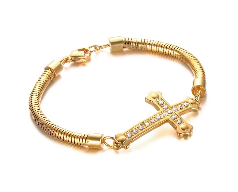 Amore Jewell Ladies Bracelet Elegant Cross design with shiny rhinestones wedding Christmas birthday Gift fashion accessory