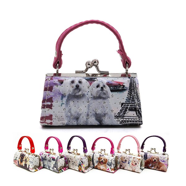 Amore Jewell mini coin/lidstick purse, 6 patterns to choose ~ Paris Puppy design mini Purse , Christmas/Birthday gift collection