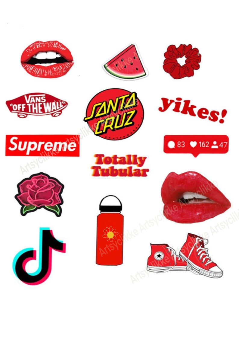 Vinyl cool Cherry Red VSCO Stickers for Hydro Flask sticker | Etsy