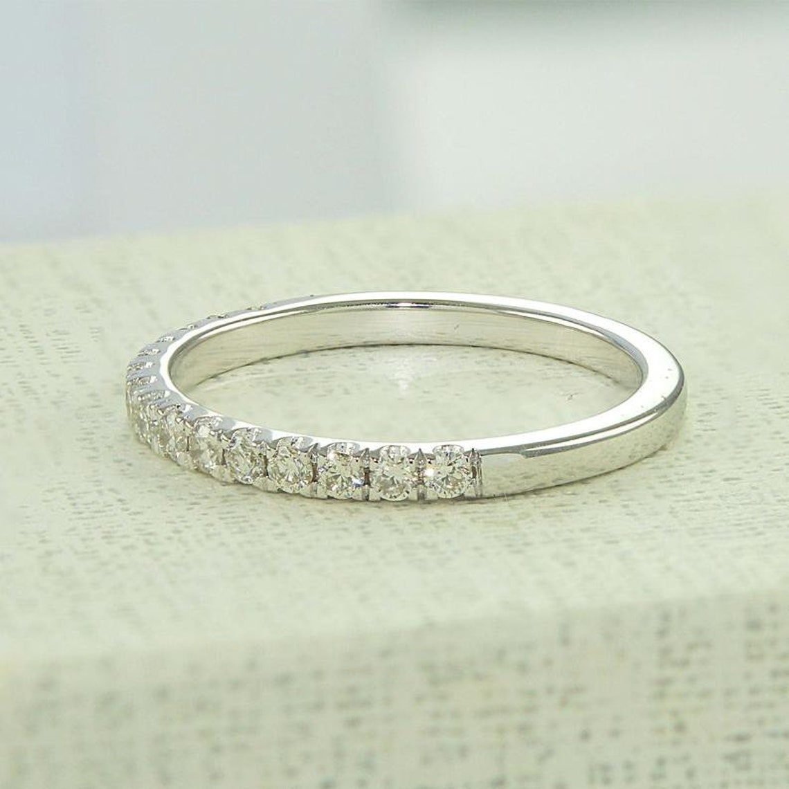 Moissanite Wedding Band 14K Gold Lab Diamond Band Ring Etsy
