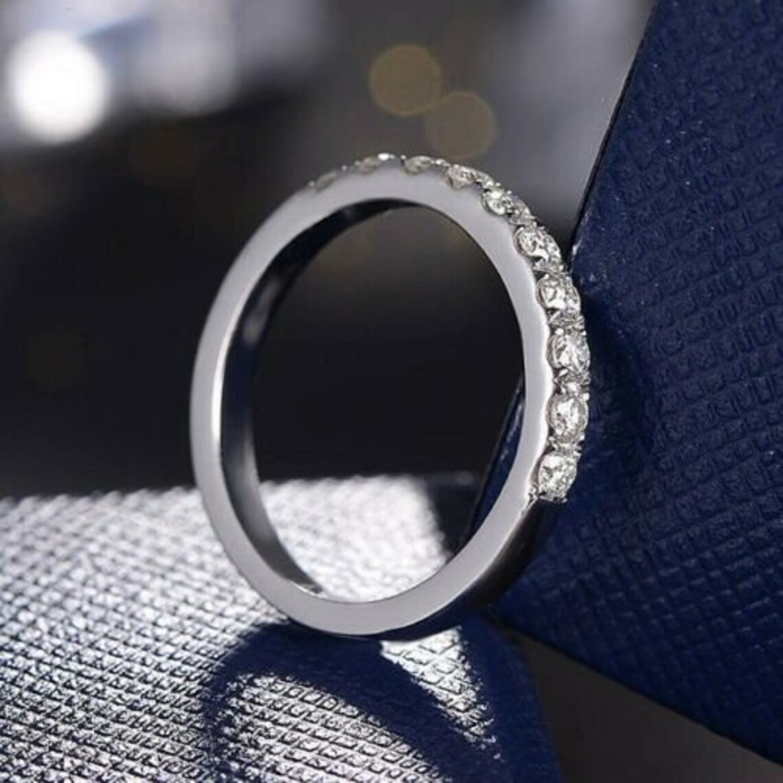 Moissanite Wedding Band 14K Gold Lab Diamond Band Ring 2mm Etsy