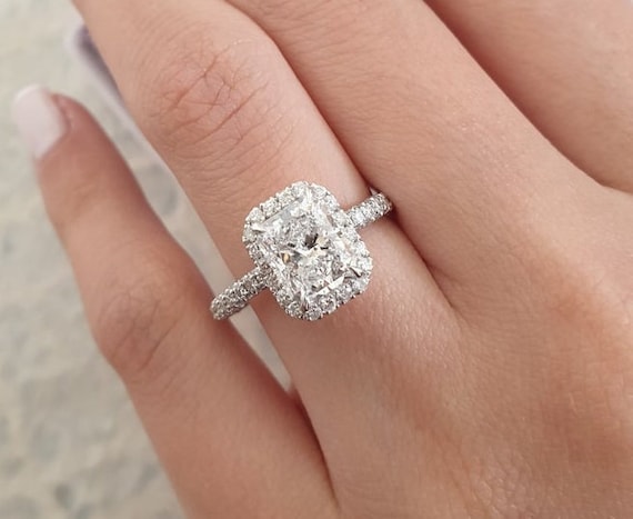 Hidden Halo Cushion Cut Diamond Engagement Ring – Firstpeoplesjewelers.com